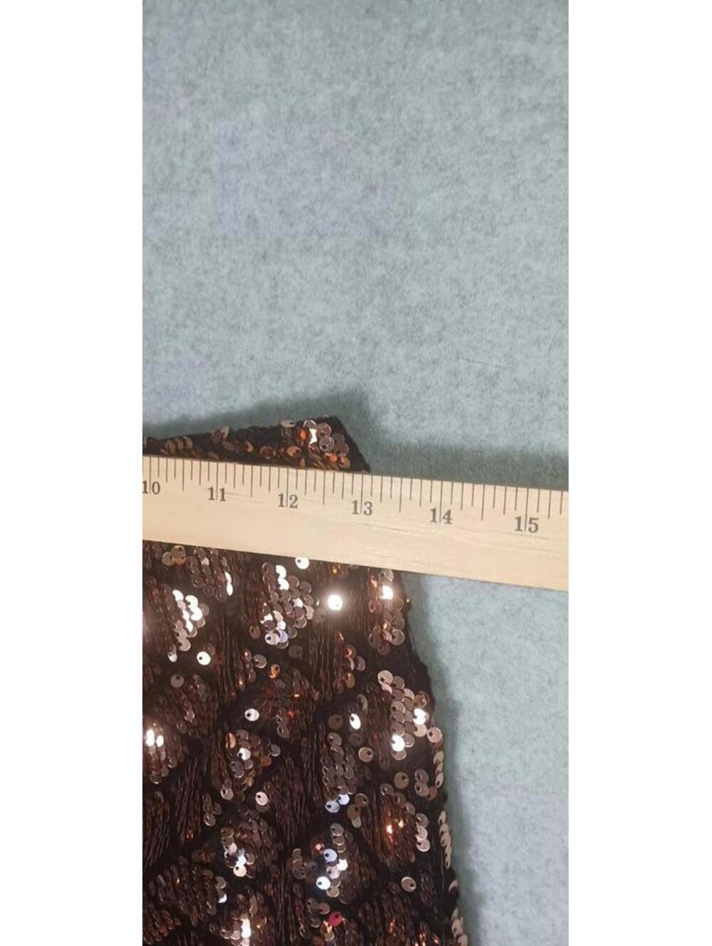 Forever 21 Sequin Mermaid Ruffled Mini Skirt Womens Size Medium Gold Diamond... - Picture 3 of 11